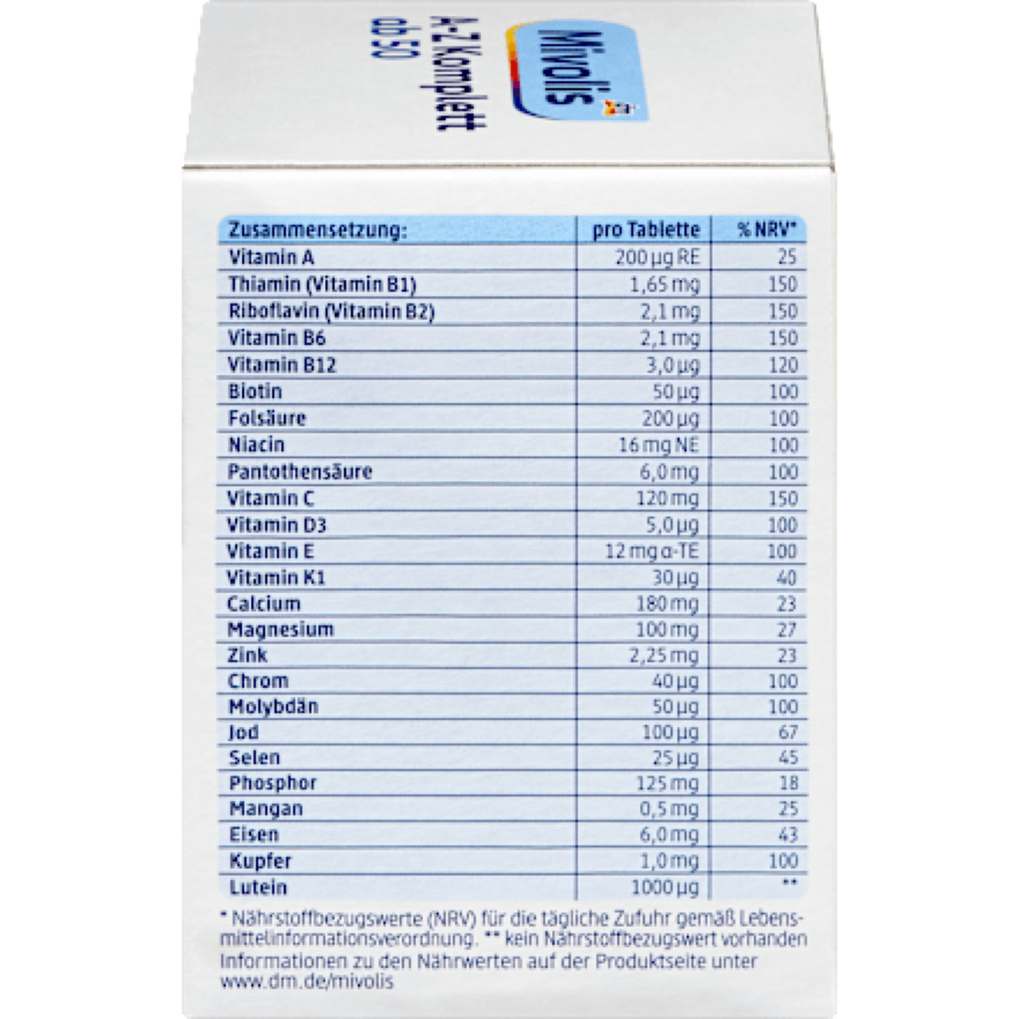 Mivolis A-Z Complete Depot 50+, Tablets, 100 count, 153 g