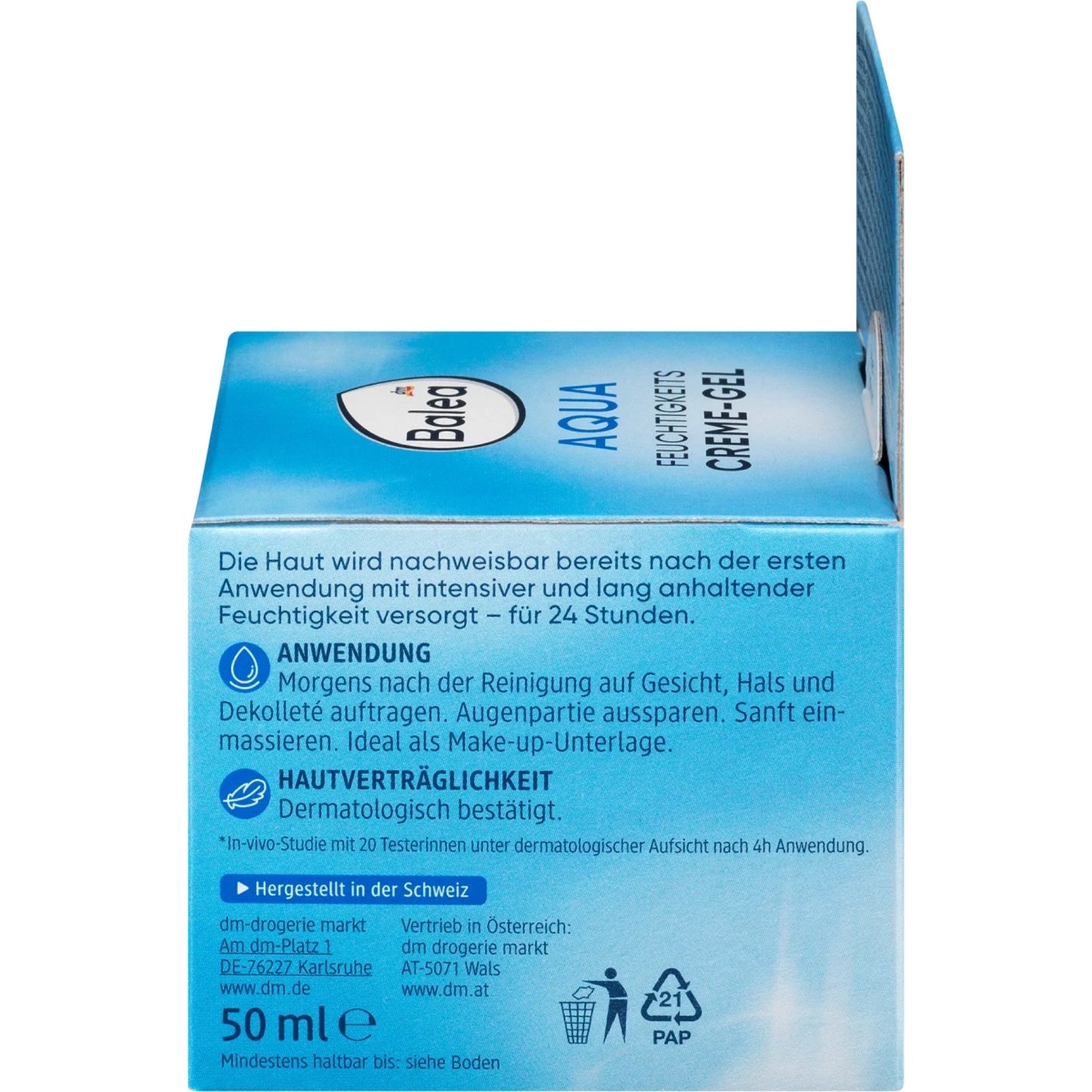 Balea Day Cream Aqua Moisturizing Cream Gel, 50 ml