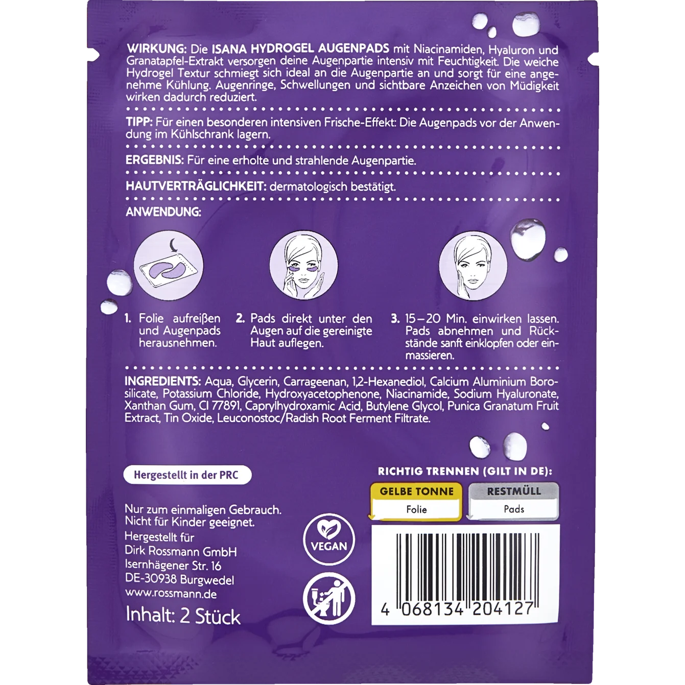 Isana Pomegranate Hydrogel Eye Pads (2 pieces)