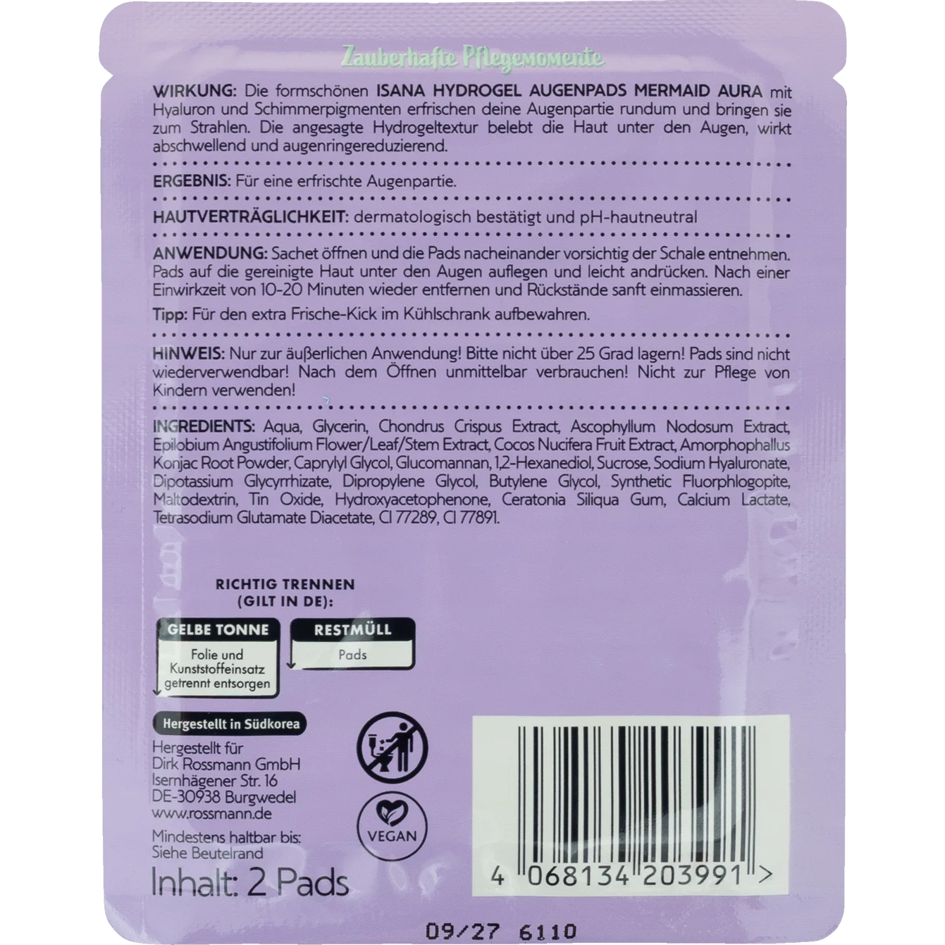 Isana Hydrogel eye pads Mermaid Aura (2 pieces)