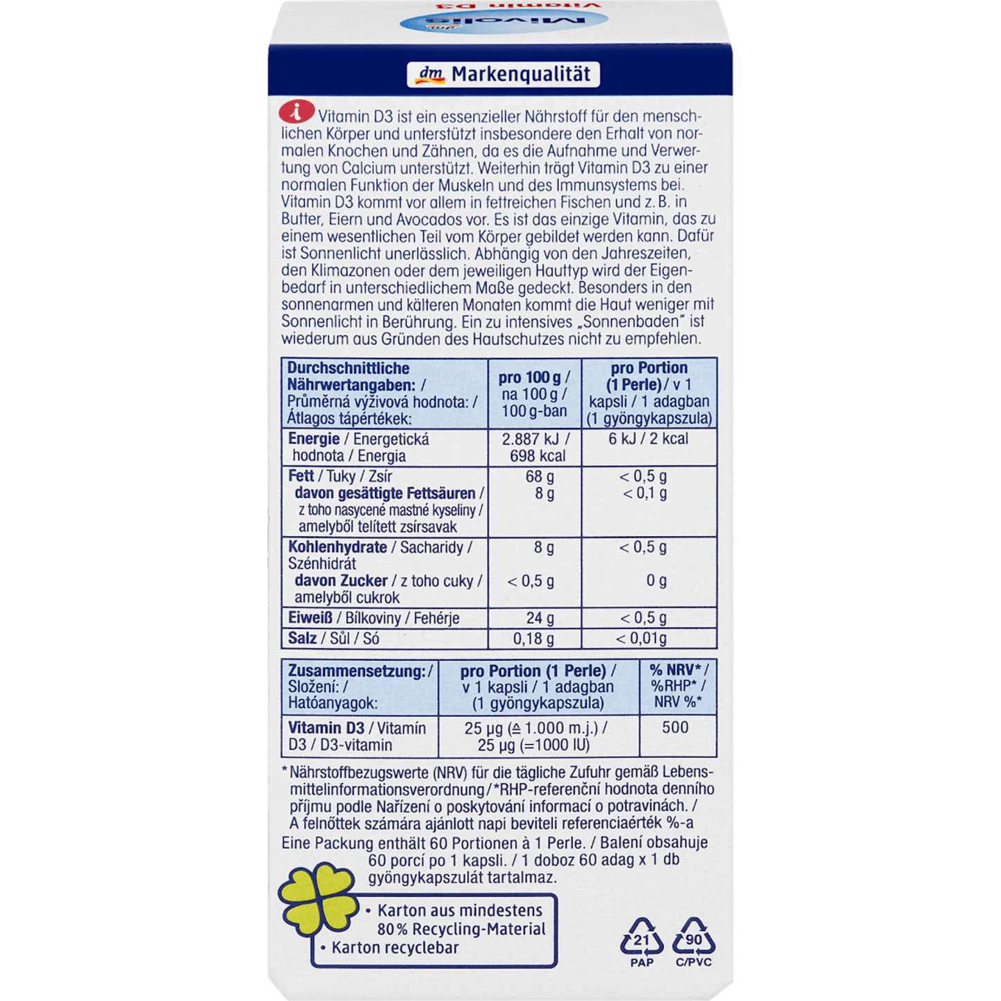 Mivolis Vitamin D3 pearls 1000 IU 60 pieces, 60 pieces