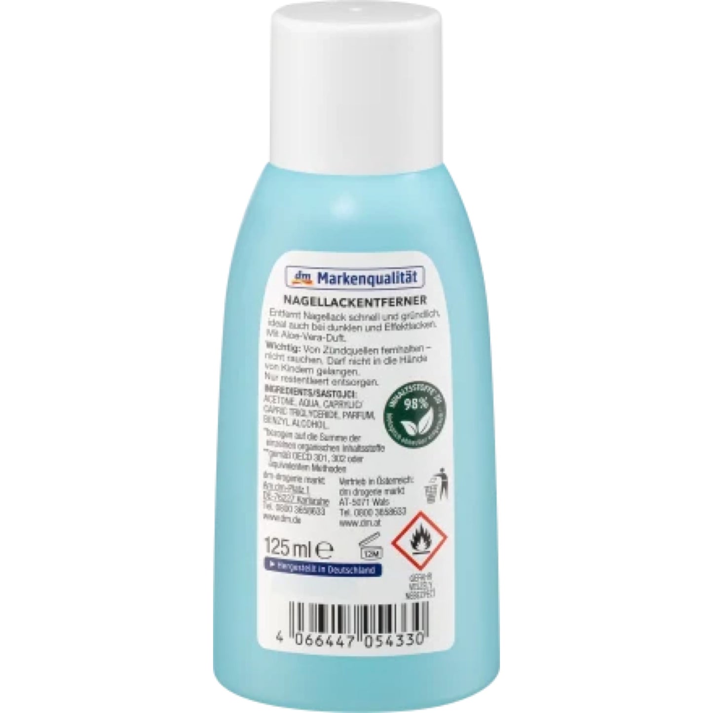 ebelin nail polish remover containing acetone, 125 ml