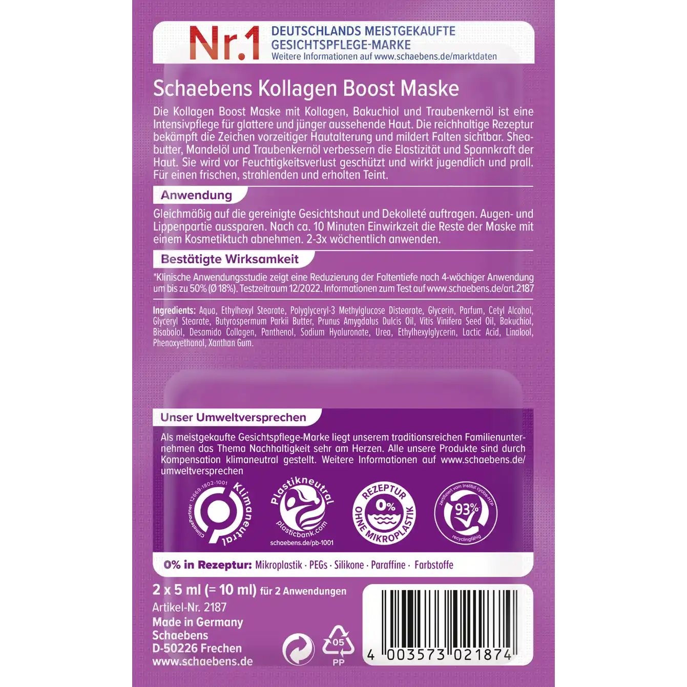 Schaebens Collagen Boost Mask 2x 5 ml