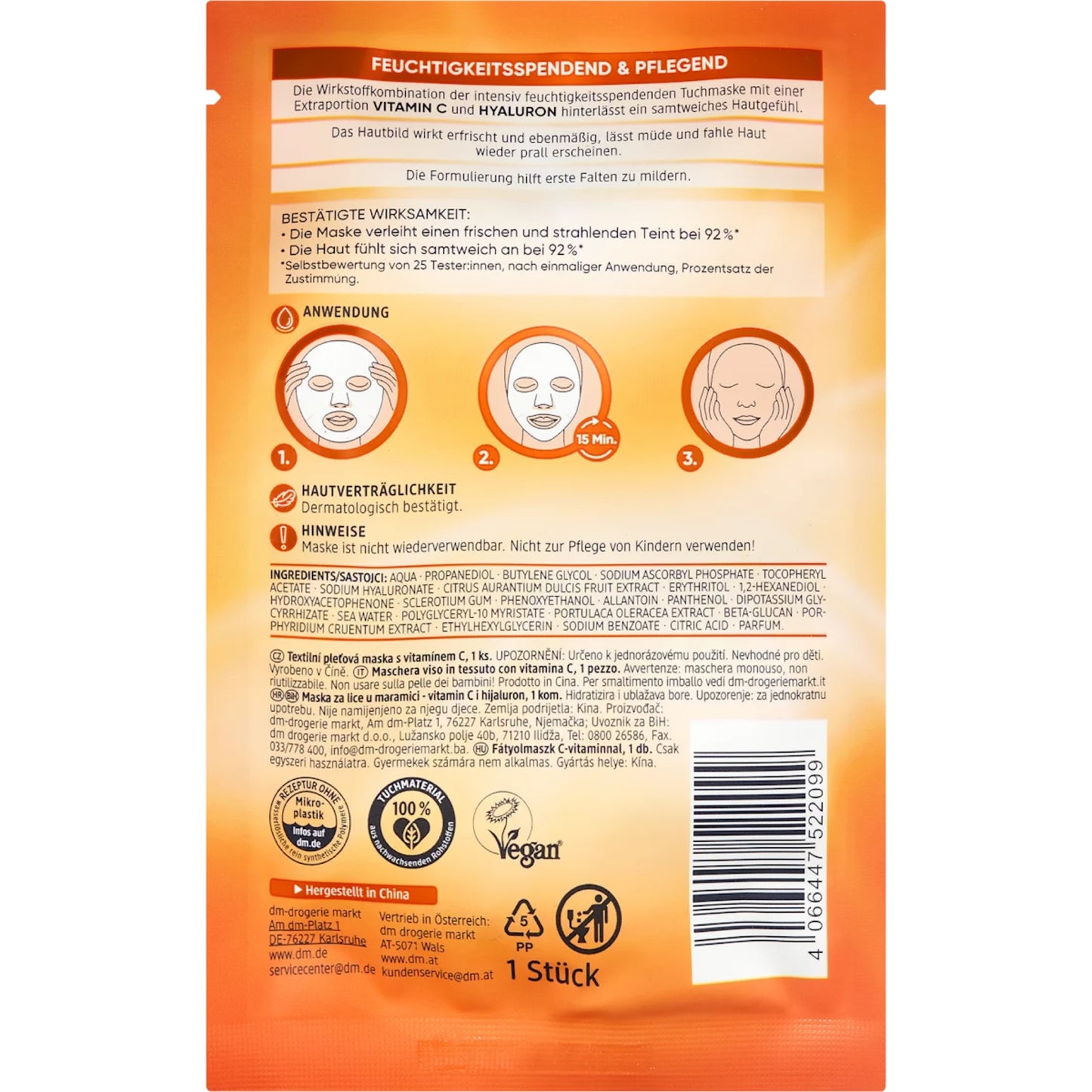 Balea Vitamin C sheet mask, 1 piece