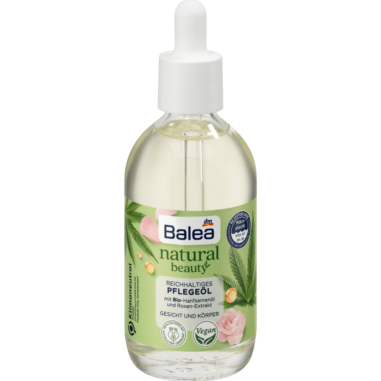 Balea Natural Beauty Care Oil Organic hemp seed oil and rose extract for body & face,100 ml