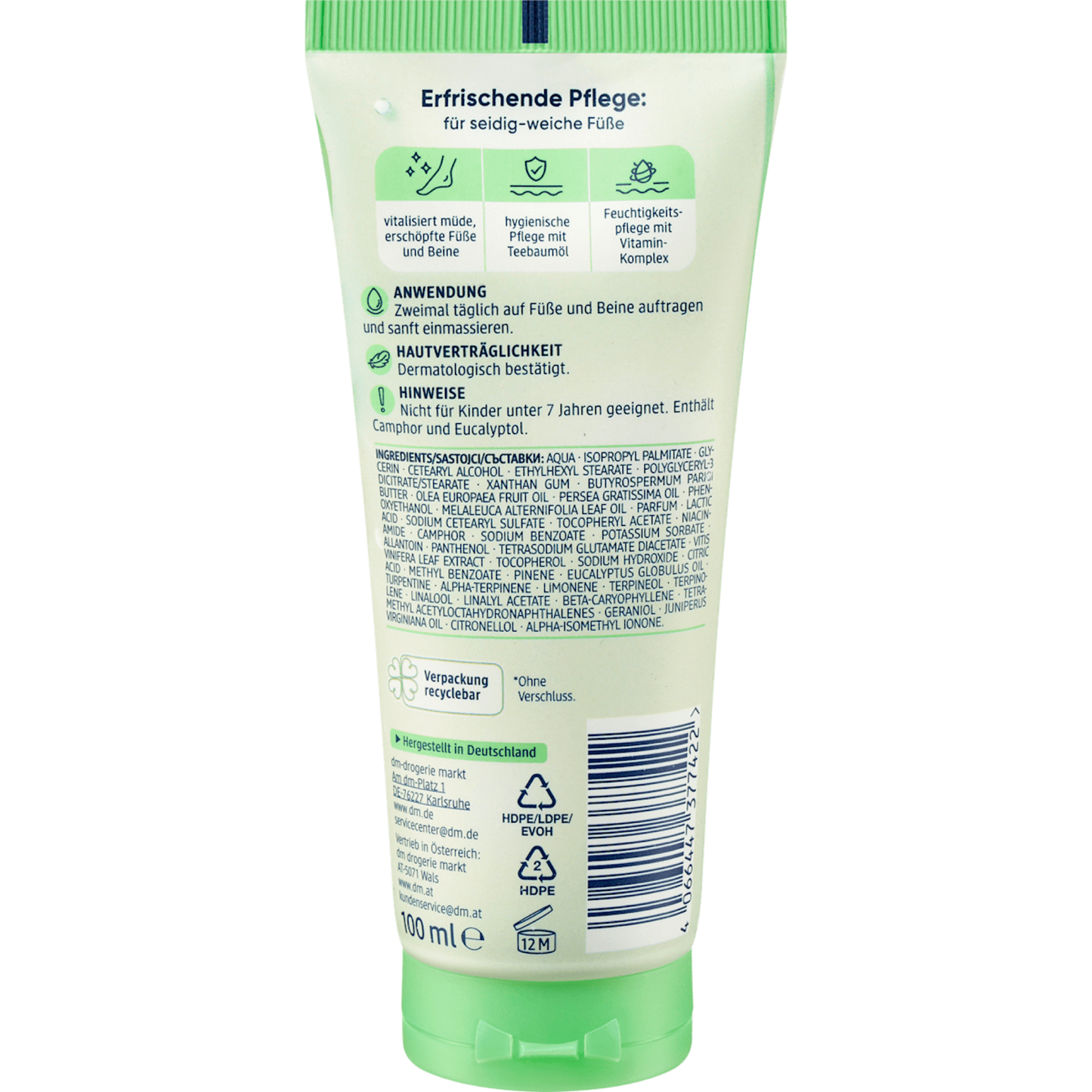 Balea Foot Cream with Tea Tree Oil, 100 ml