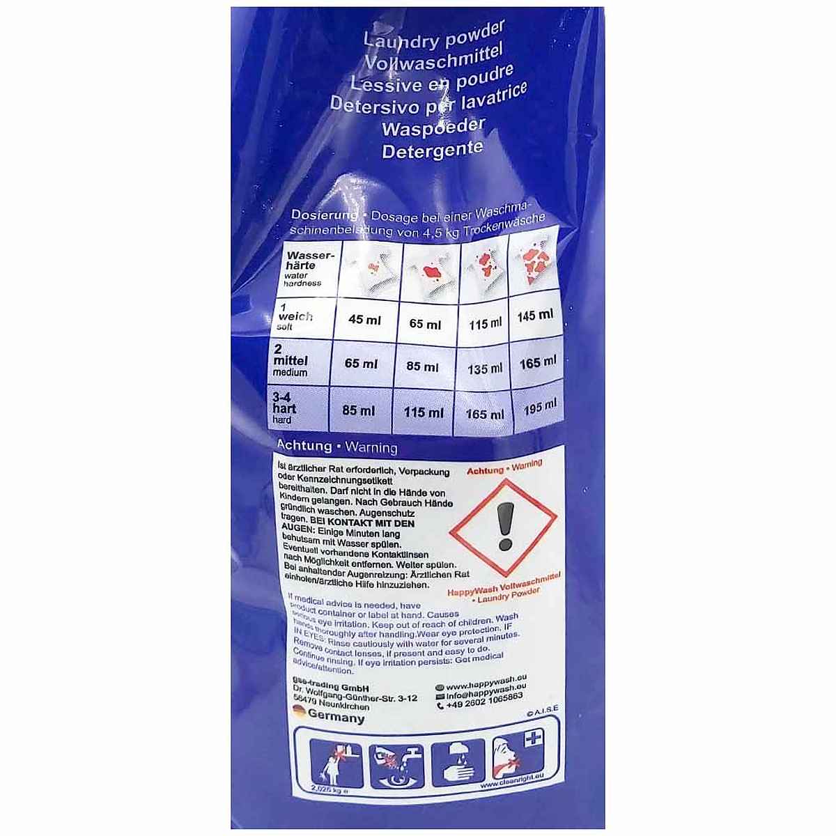 Happy Wash Laundry Detergent - Washing Powder 30 Washes 2.025 kg Laundry Detergent