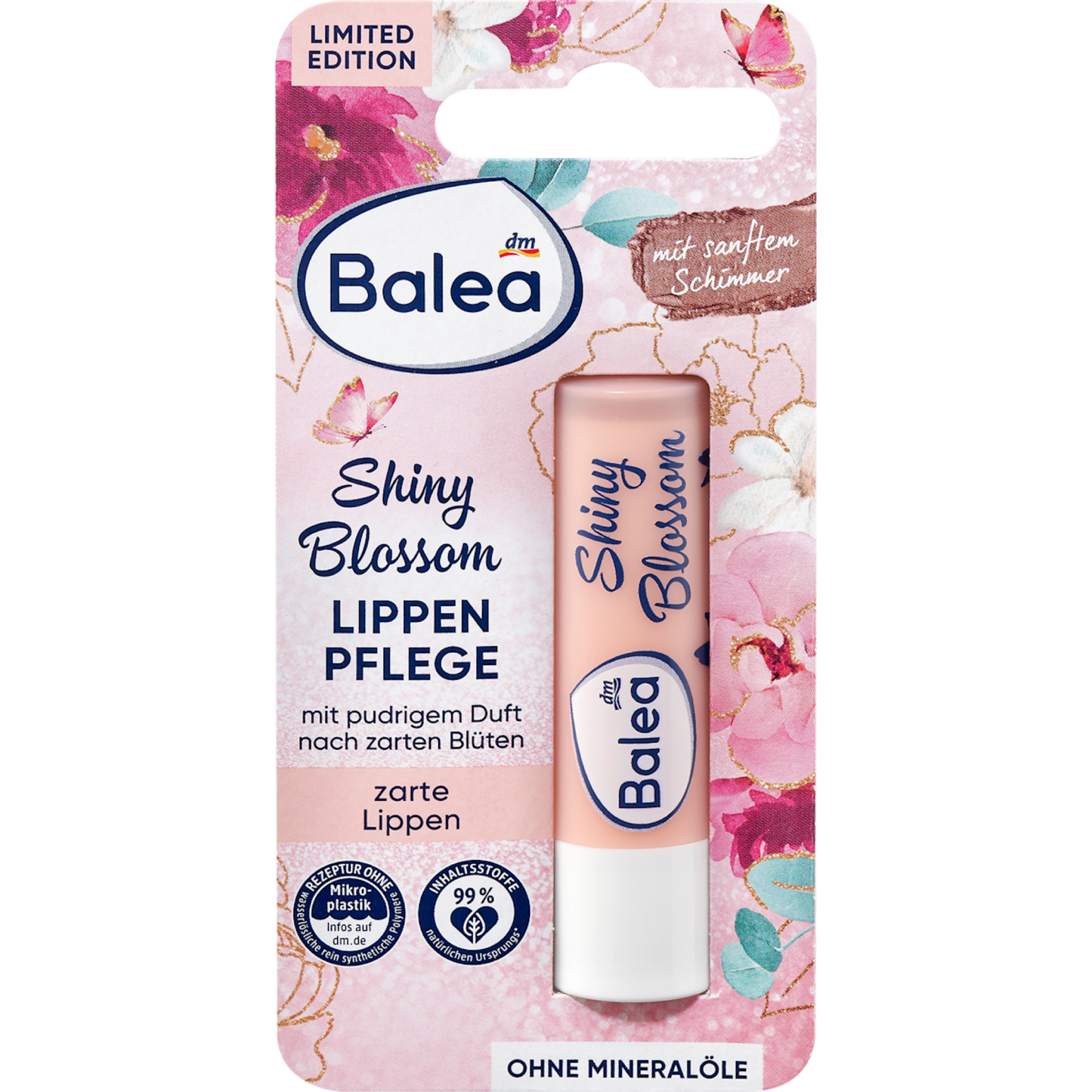 Balea Lip Balm Shiny Blossom, 4.8 g