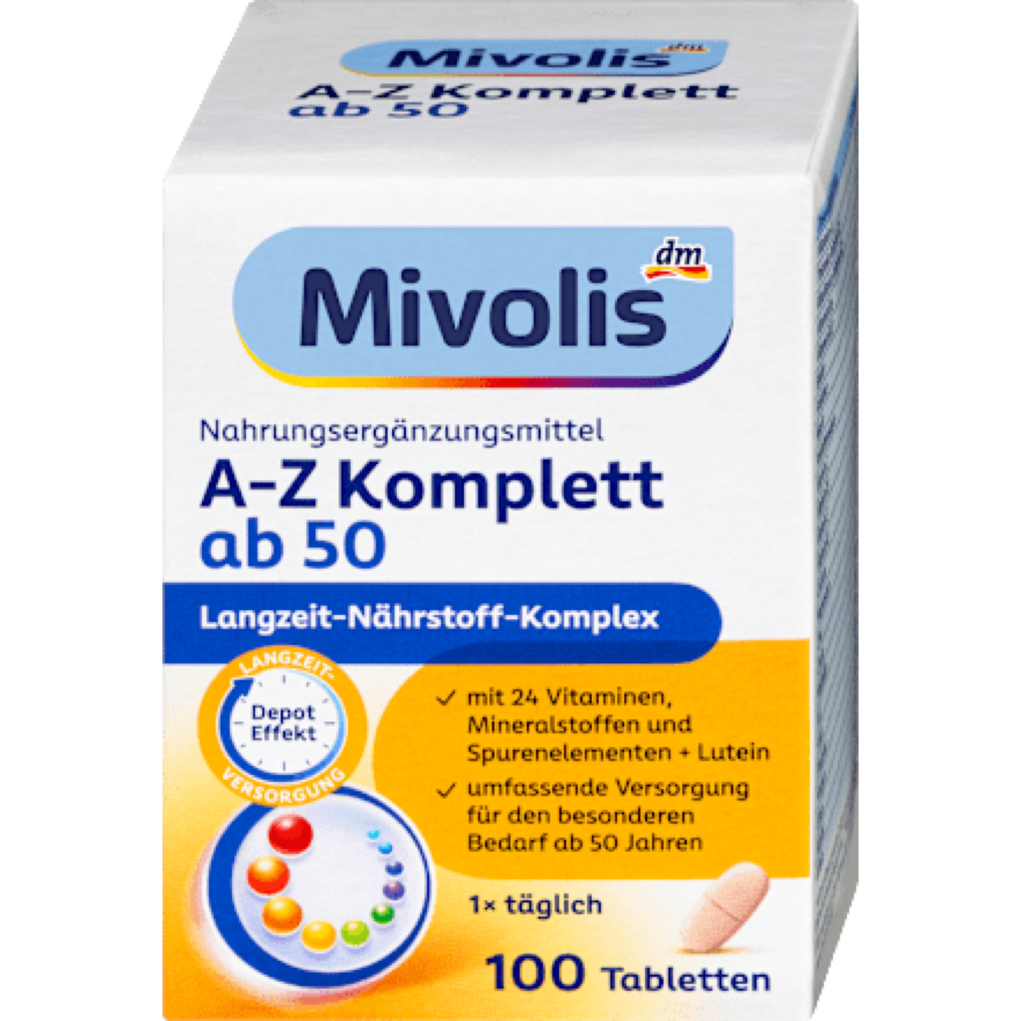 Mivolis A-Z Complete Depot 50+, Tablets, 100 count, 153 g