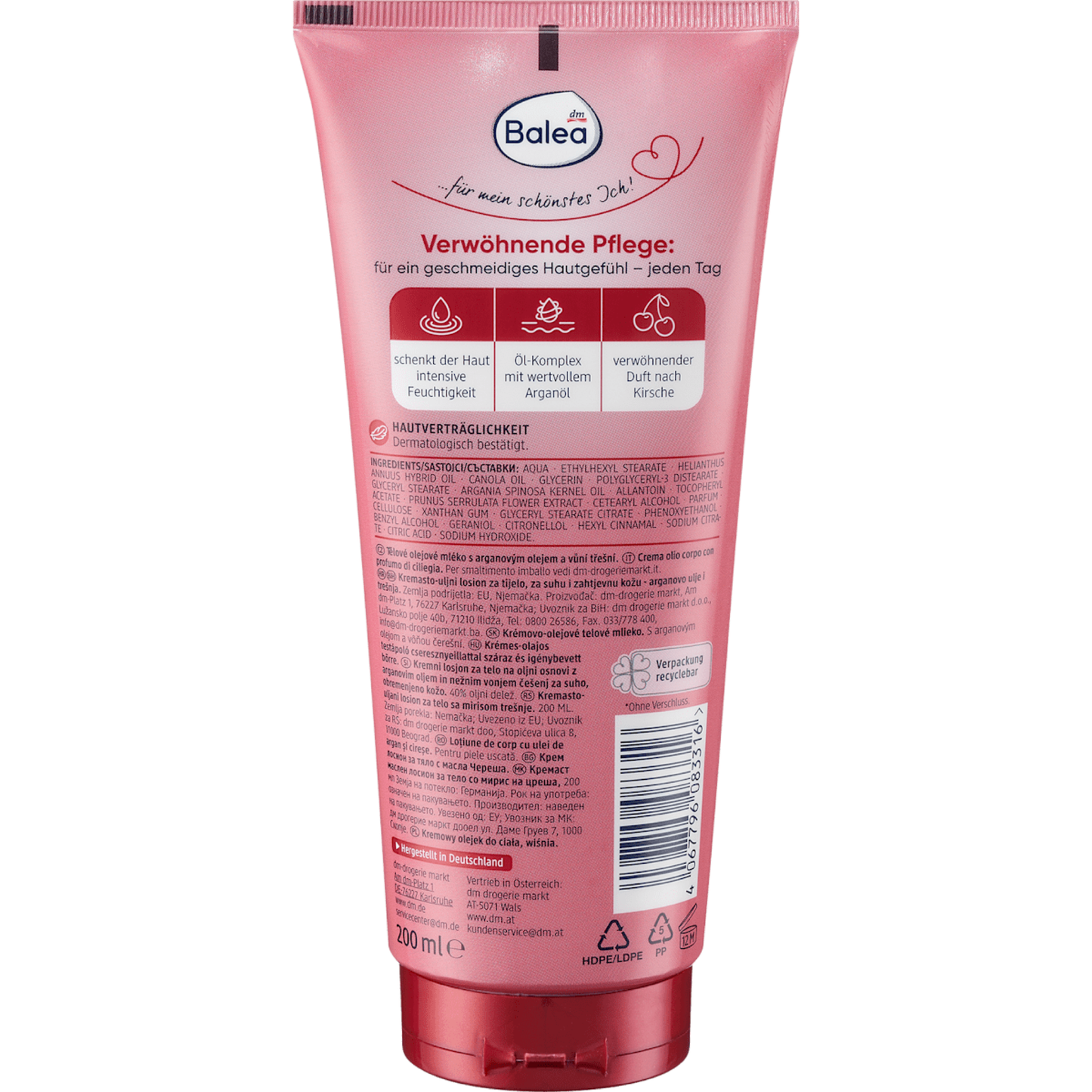 Balea Cherry cream-oil body lotion, 200 ml
