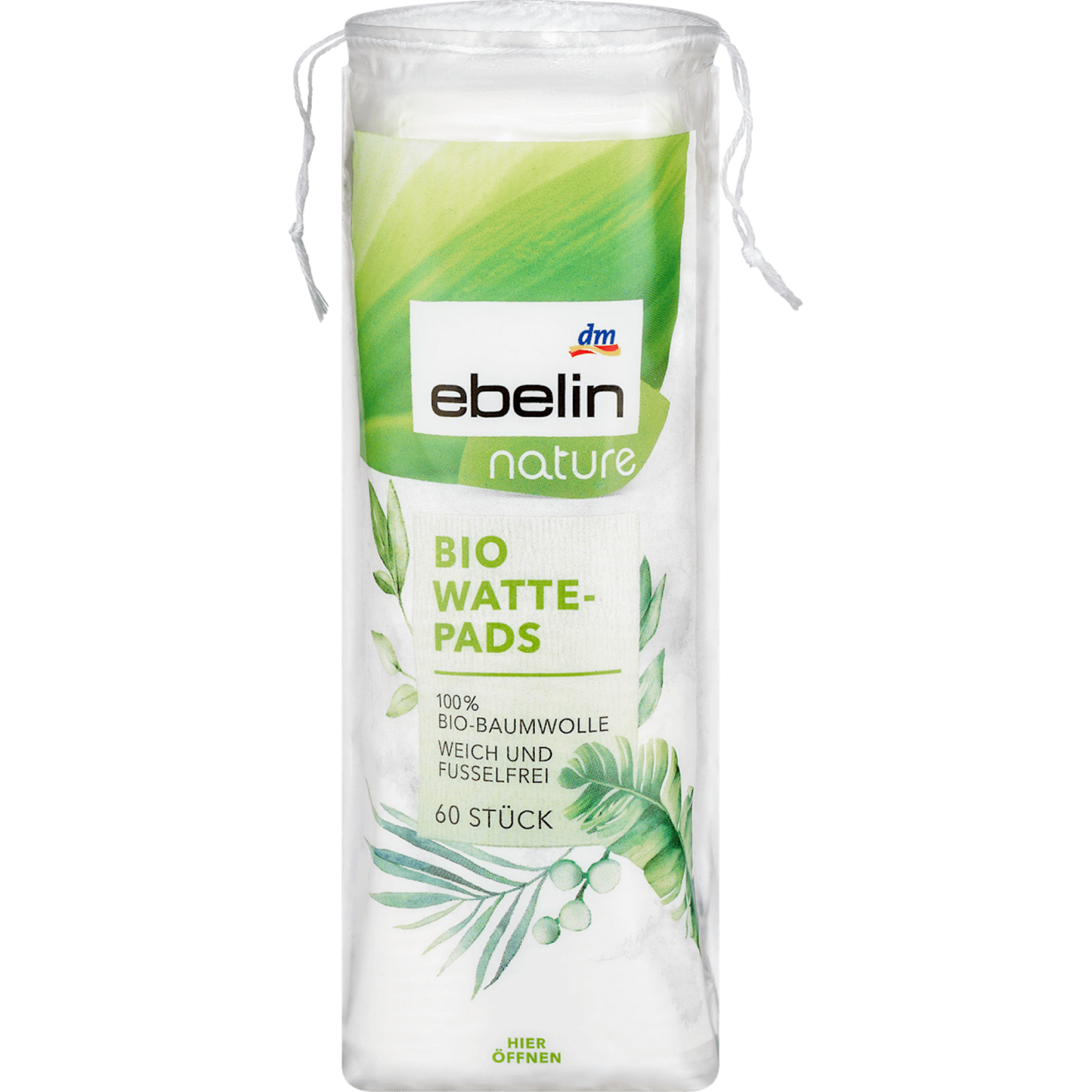 ebelin Organic GOTS-certified cotton pads, 60 pieces