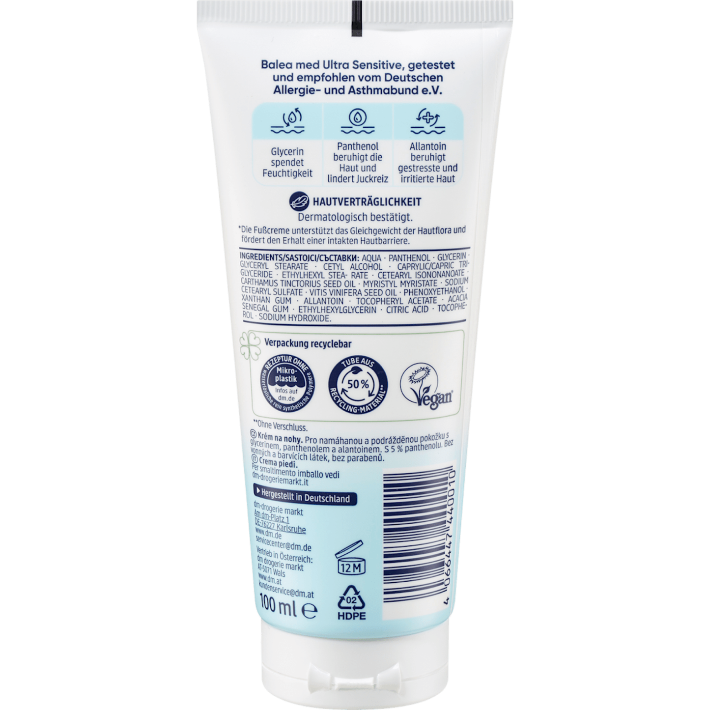 Balea with Ultra Sensitive Foot Cream, 100 ml