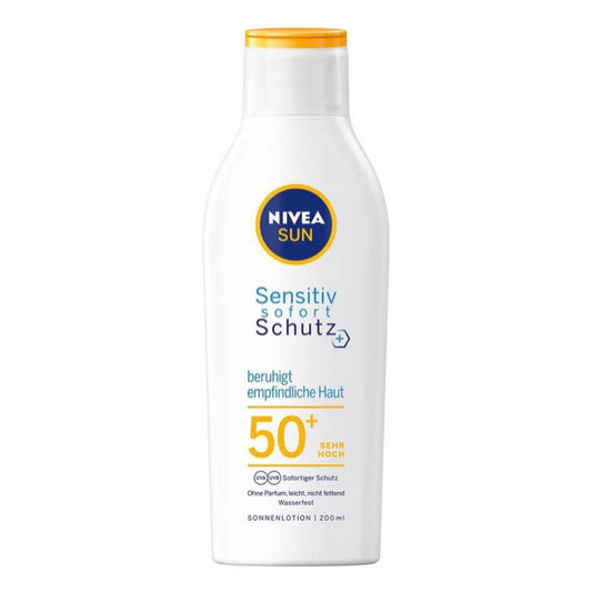 NIVEA SUN Sensitive Instant Protection Sun Lotion SPF 50+ (VERY HIGH) - soothes sensitive skin 200ml