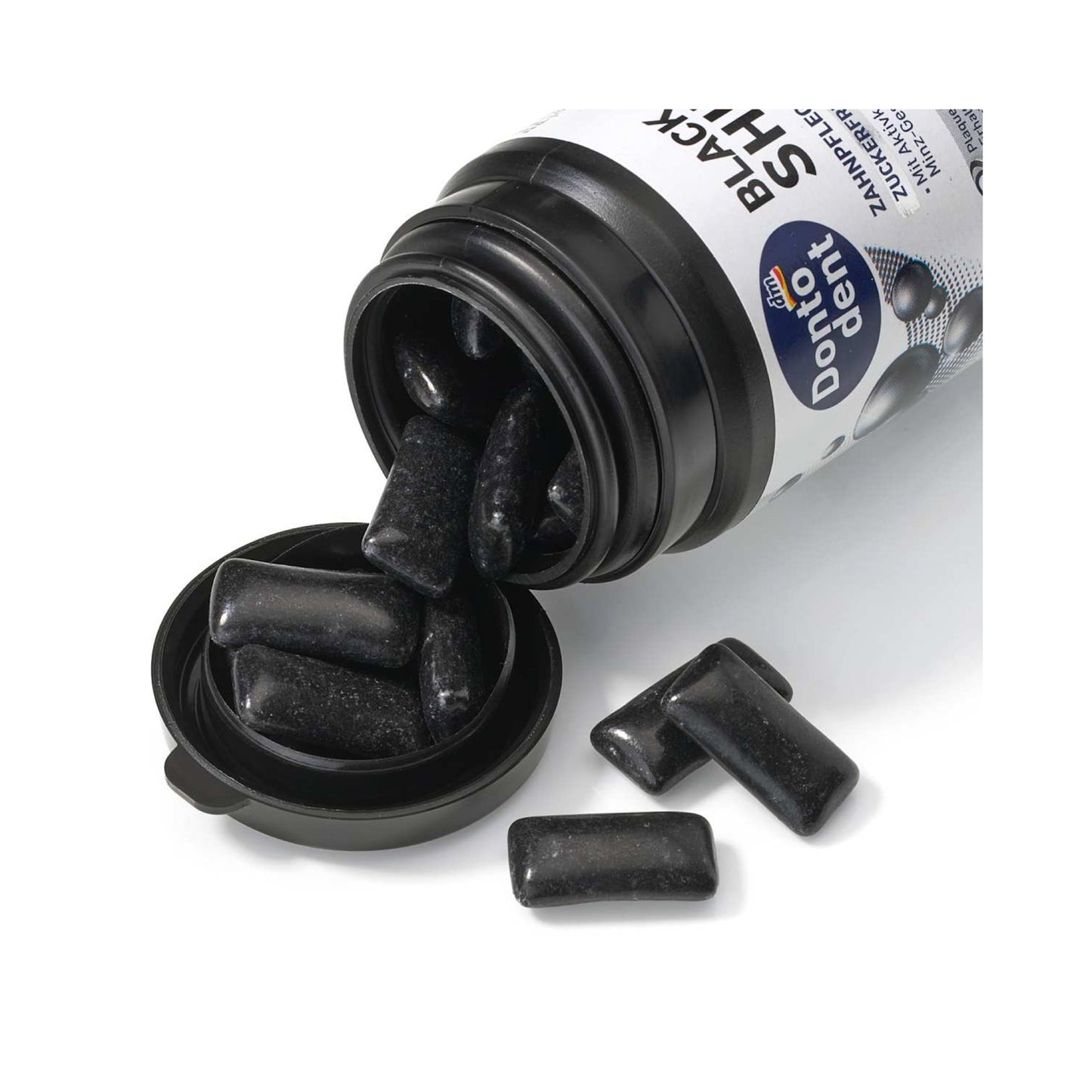 Dontodent Chewing gum, Black Shine with activated charcoal, sugar-free, 50 pieces