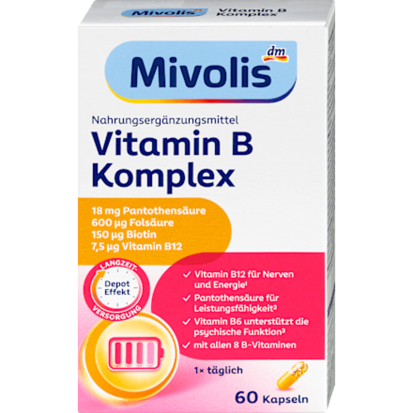 Mivolis Vitamin B-Complex Capsules, 60 count, 33 g