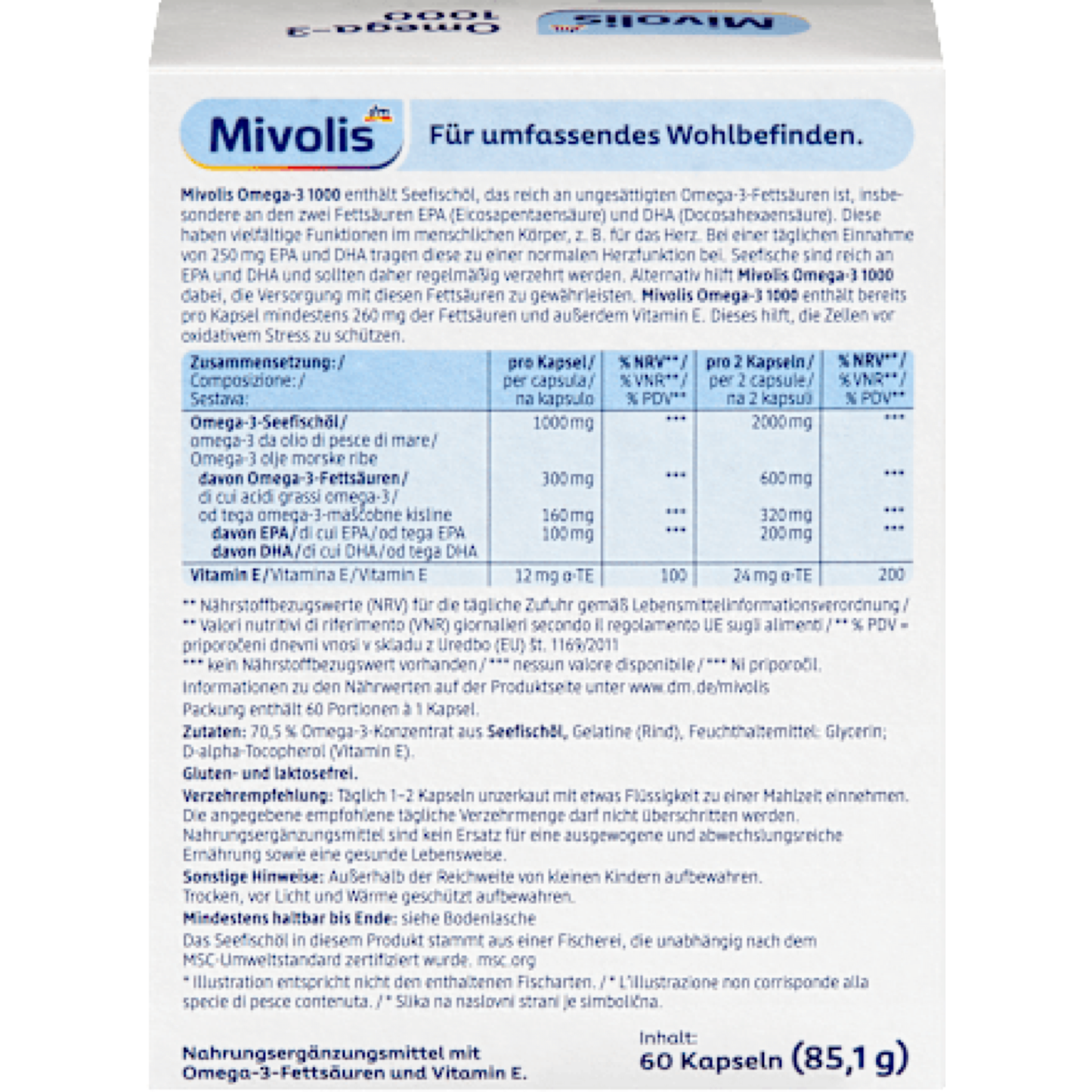 Mivolis Omega-3 1000, 60 capsules, 85.1 g