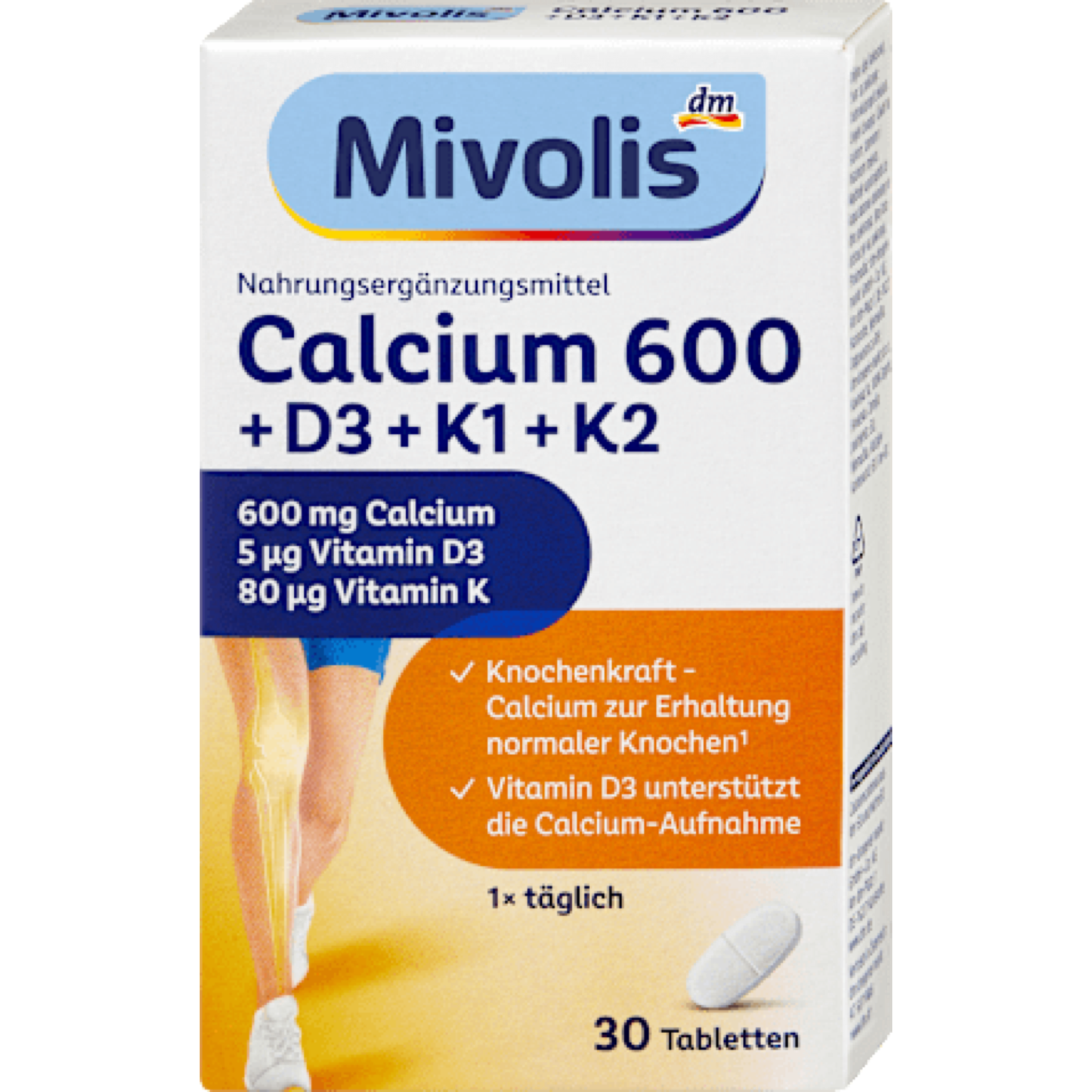 Mivolis Calcium 600 + D3 + K1 + K2 Tablets, 30 count, 50 g