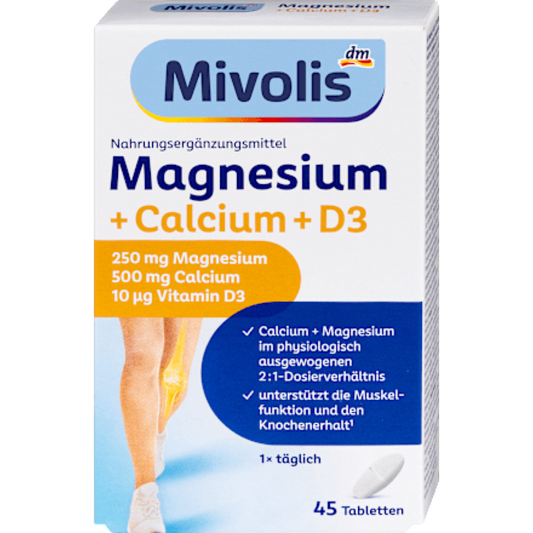 Mivolis Magnesium + Calcium + D3 Tablets 45 count, 94 g