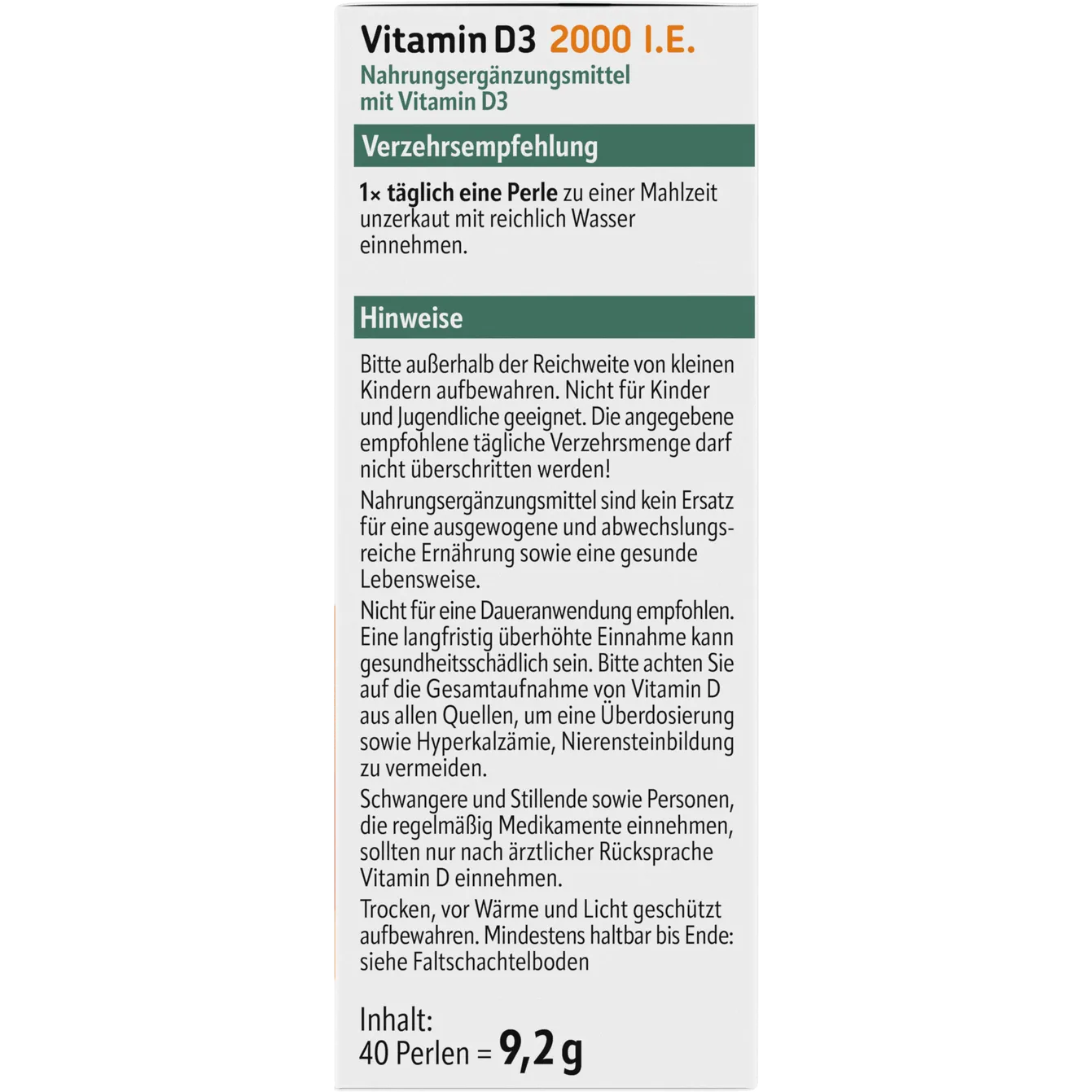 altapharma Vitamin D3 2,000 IU Pearls 40 pieces
