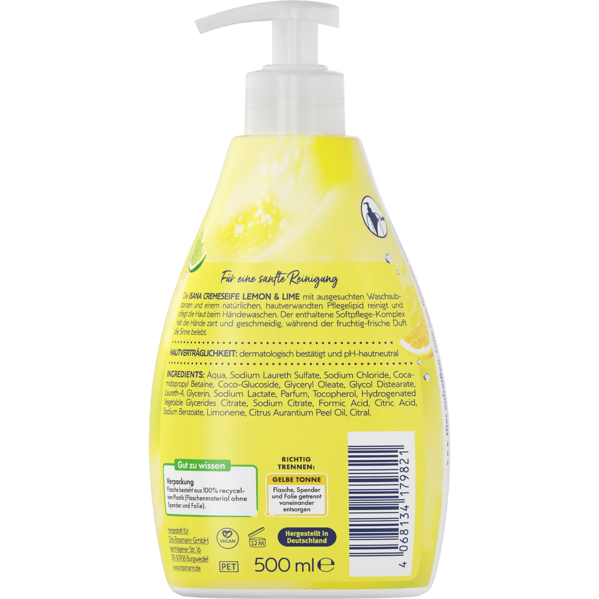 ISANA Lemon & Lime Cream Soap 500 ml