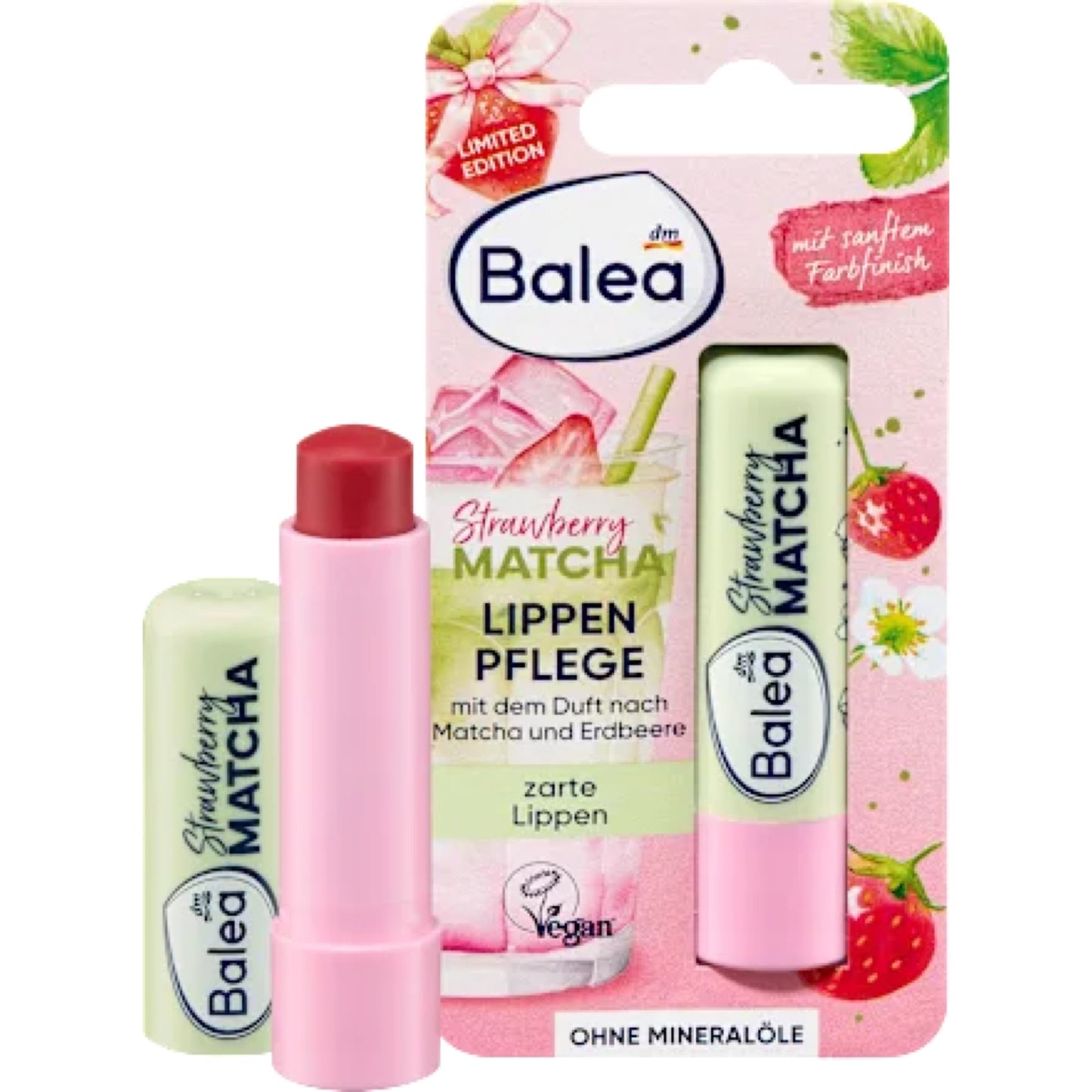 Balea Strawberry Matcha Lip Balm, 4.8 g