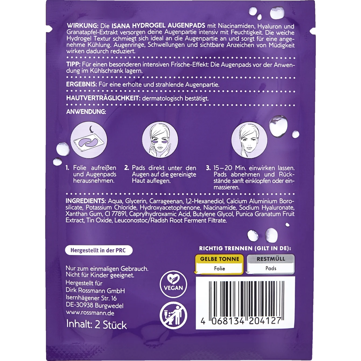 Isana Pomegranate Hydrogel Eye Pads (2 pieces)
