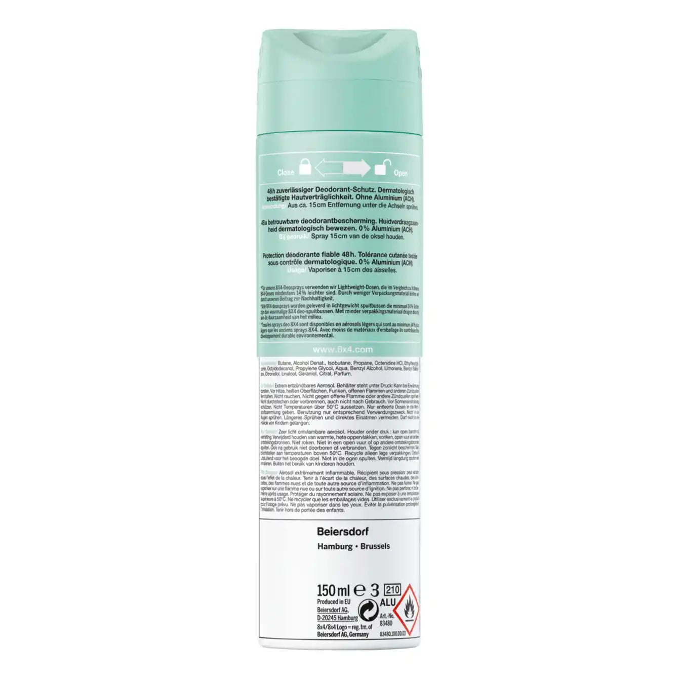 8x4 Deodorant spray N°7 Fresh Lime 150 ml