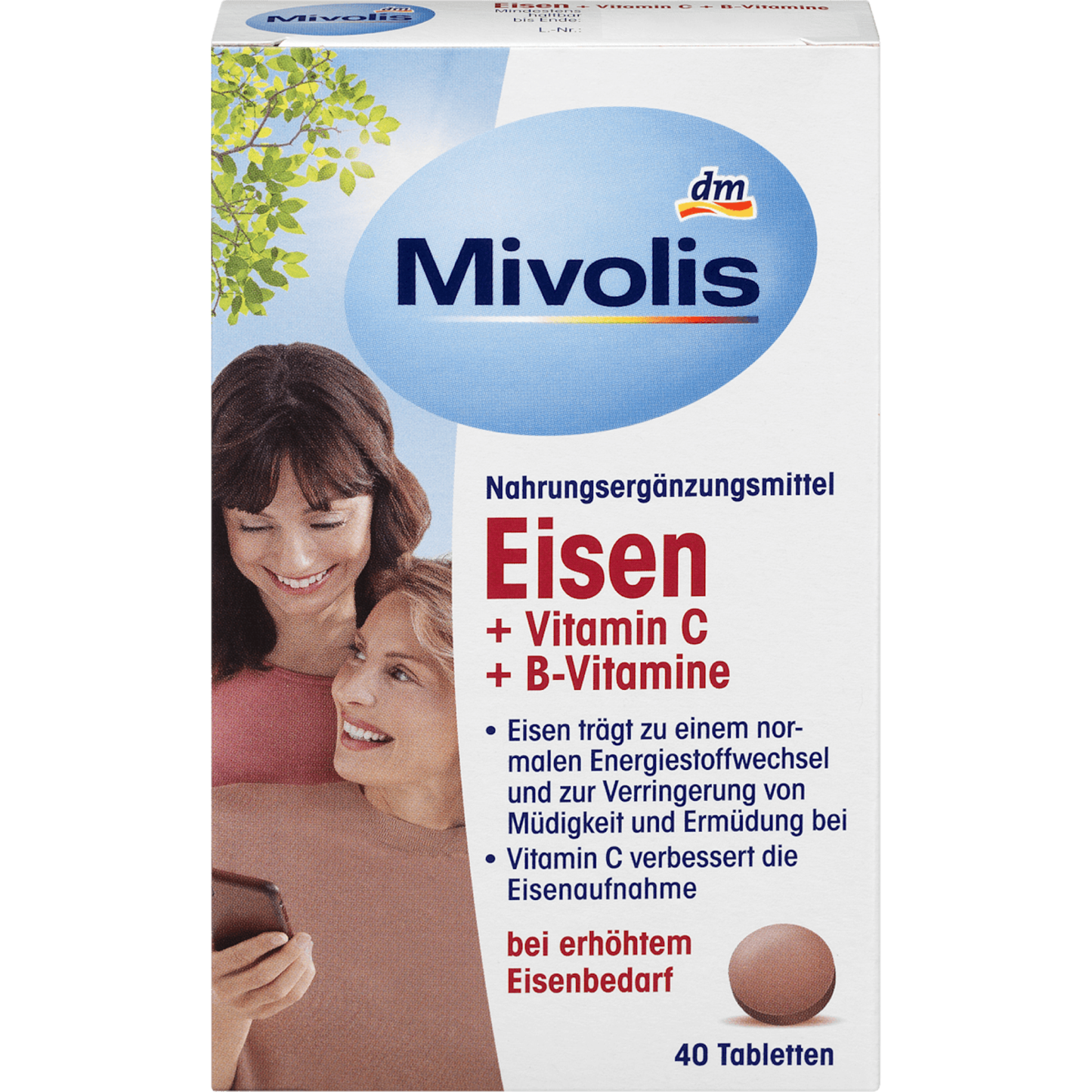 Mivolis Iron + Vitamin C + B vitamins, tablets, 40 pcs., 25 g