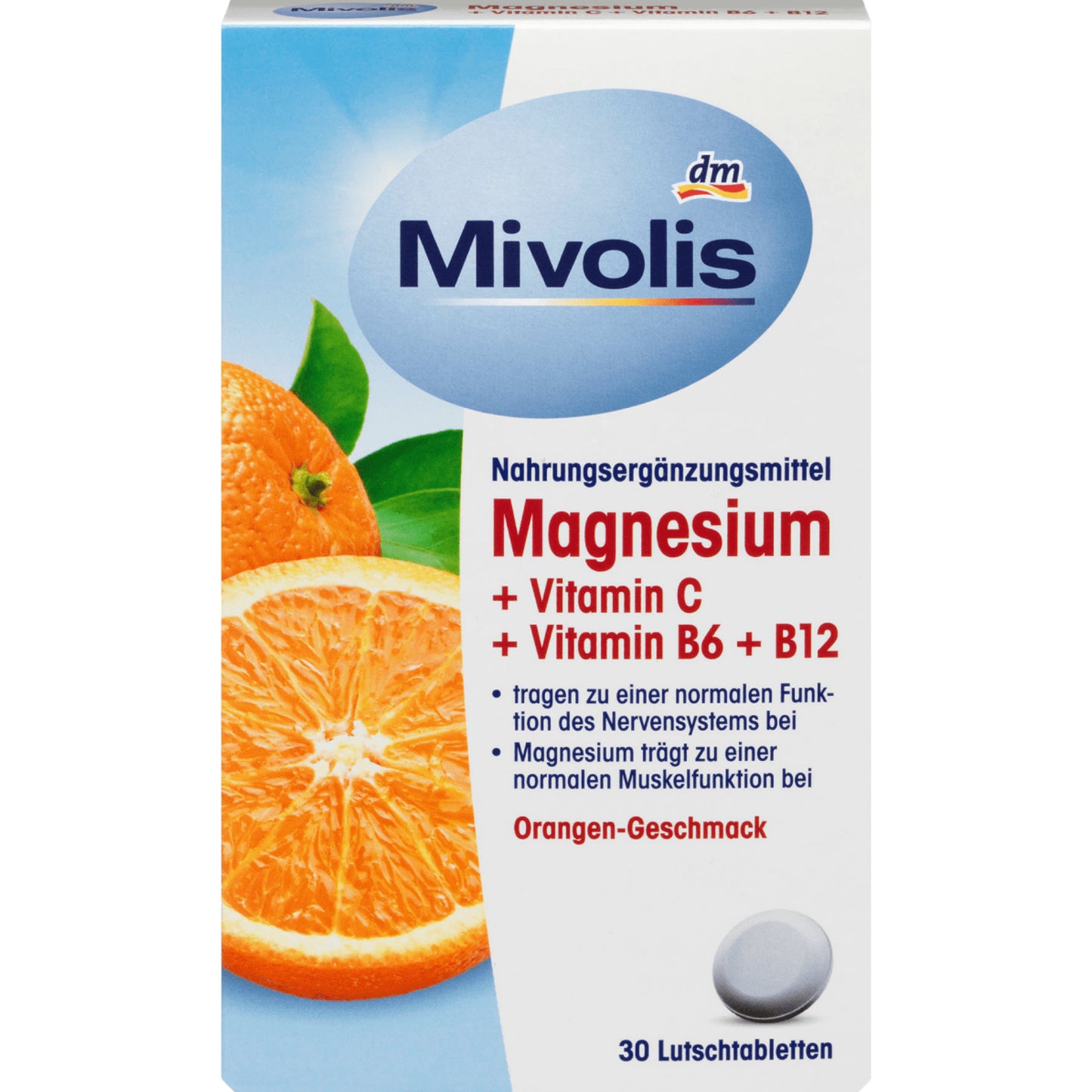 Mivolis Magnesium + Vitamin C + Vitamin B6 + B12, lozenges, 30 pcs.,45 g