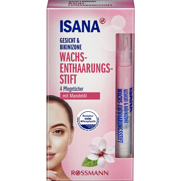 ISANA Wax depilatory stick 1 wax depilatory stick, 20 reusable fleece