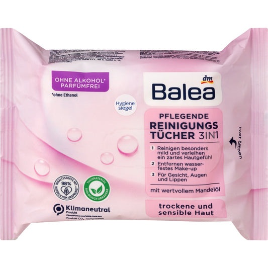 Balea Make-up removal tissues caring 3in1, 25 pcs